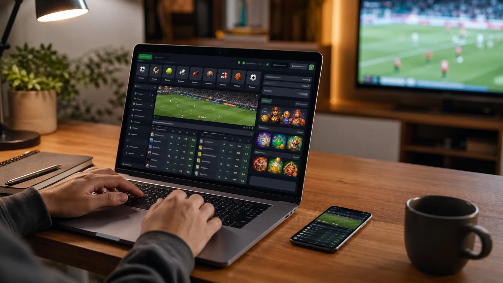 Plataforma betfairpoker em notebook e celular com apostas esportivas e cassino online